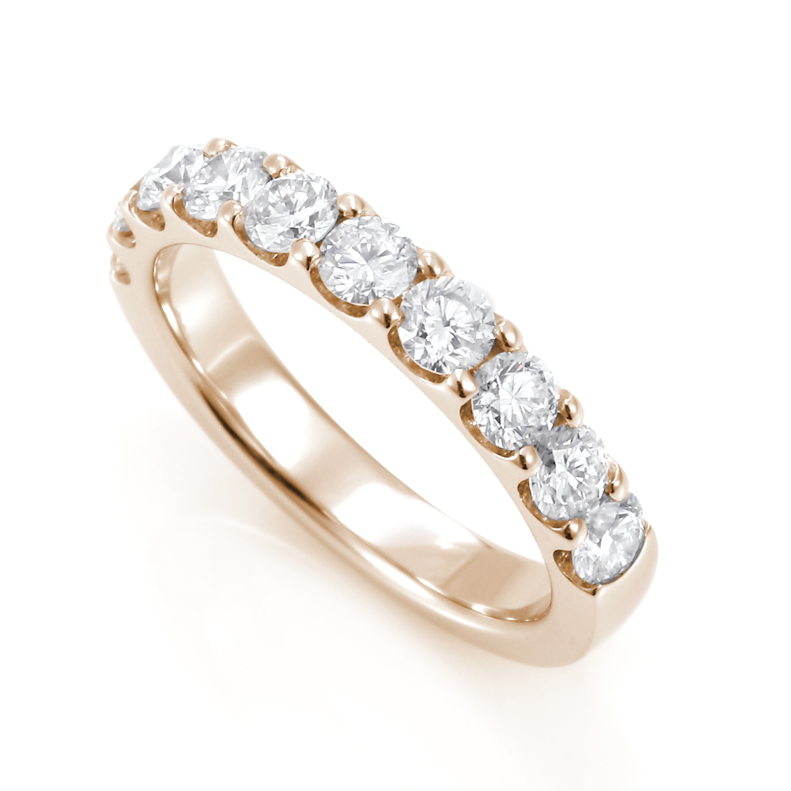 鍛造製法のハーフエタニティリング　K18ピンクゴールド