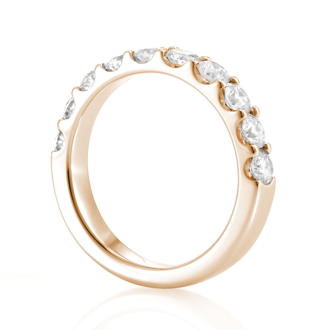 鍛造製法のハーフエタニティリング　K18ピンクゴールド