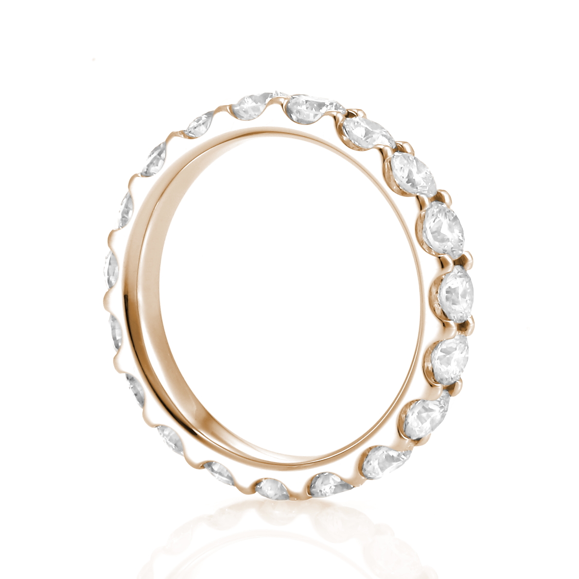 ピンクゴールド鍛造製法の丈夫なフルエタニティリング