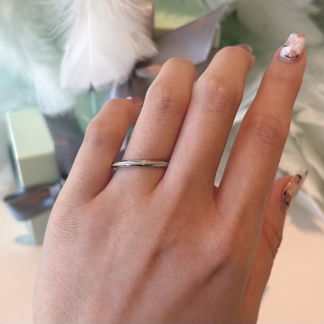 純プラチナ鍛造製法　ミル打ちの結婚指輪
