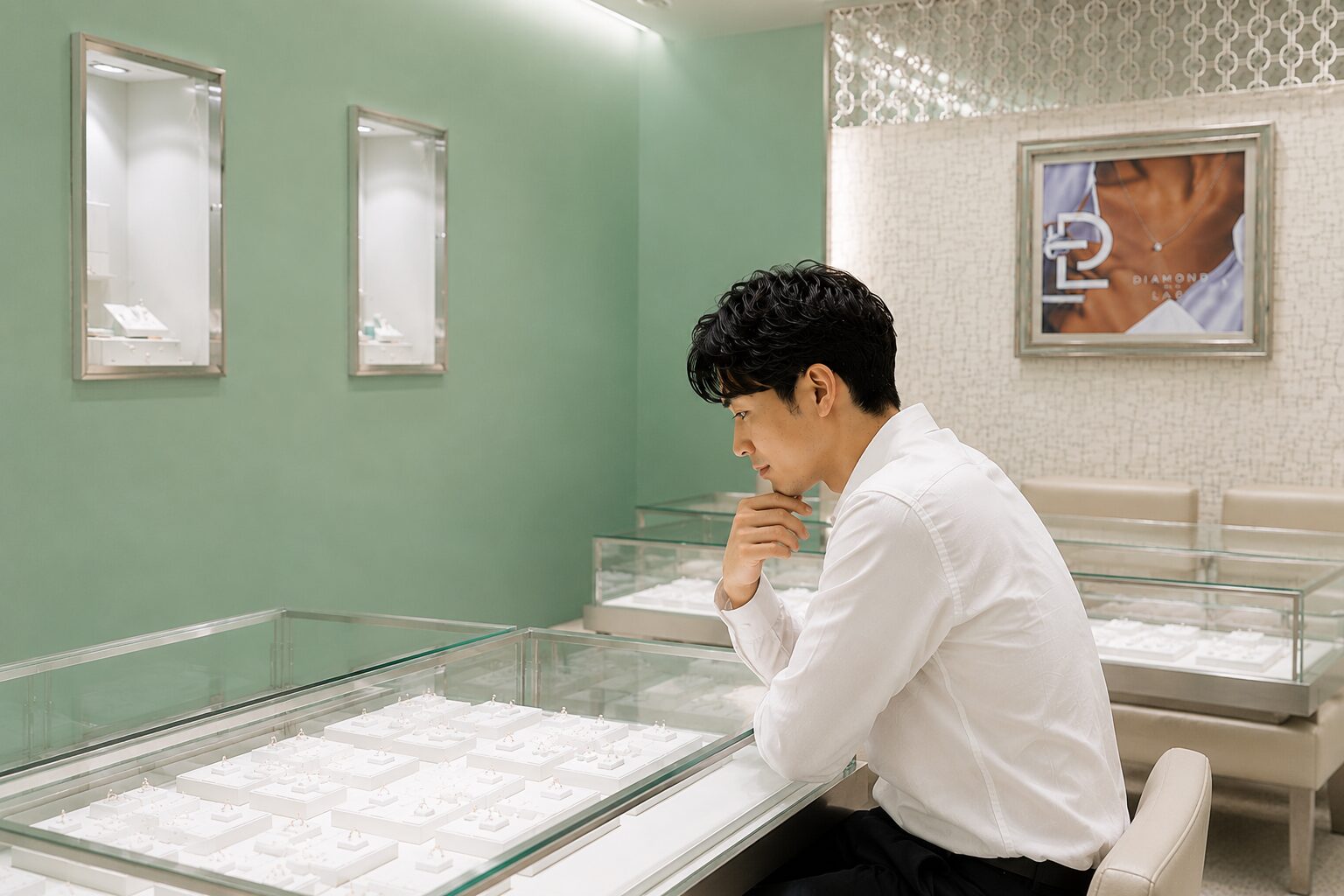 婚約指輪の相談で来店男性
