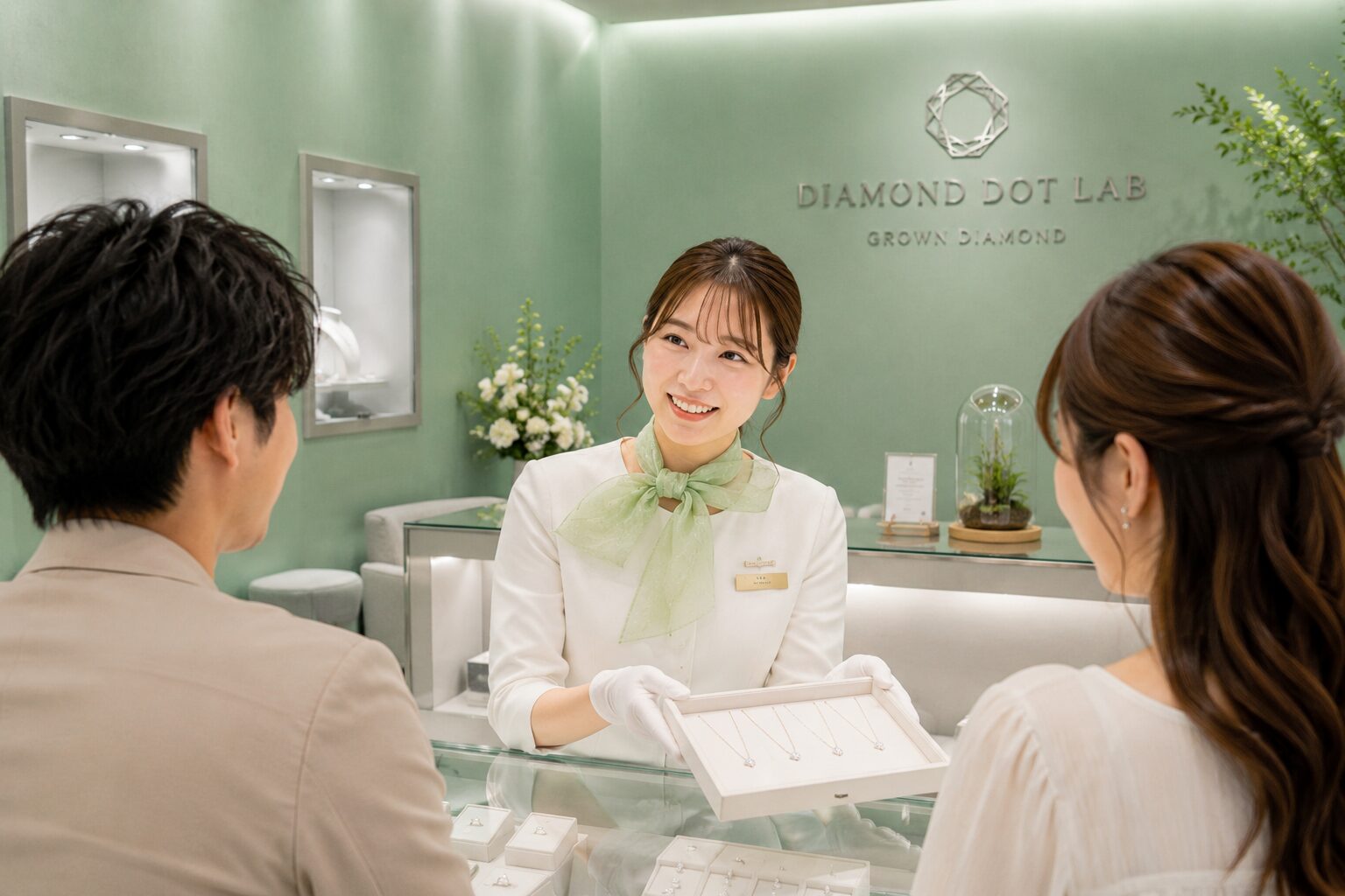 DIAMOND DOT LAB店内で笑顔で接客するスタッフ